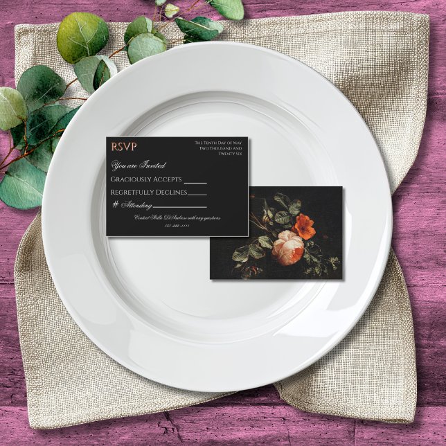Boho Chic Floral Noir Coloré RSVP (Créateur téléchargé)