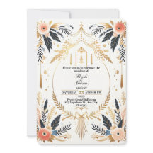 Boho Chic Gold & Floral Faire-part de mariage