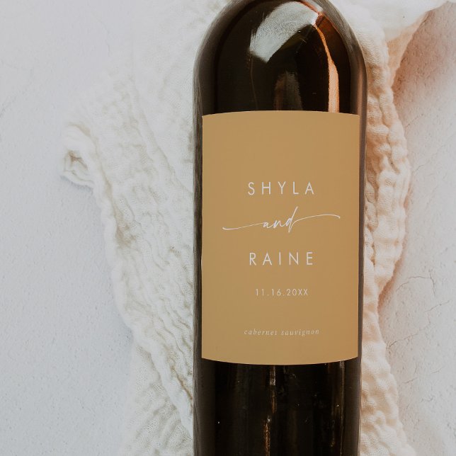 Boho Chic Jaune Marigold Mariage Vins Étiquettes (Créateur téléchargé)