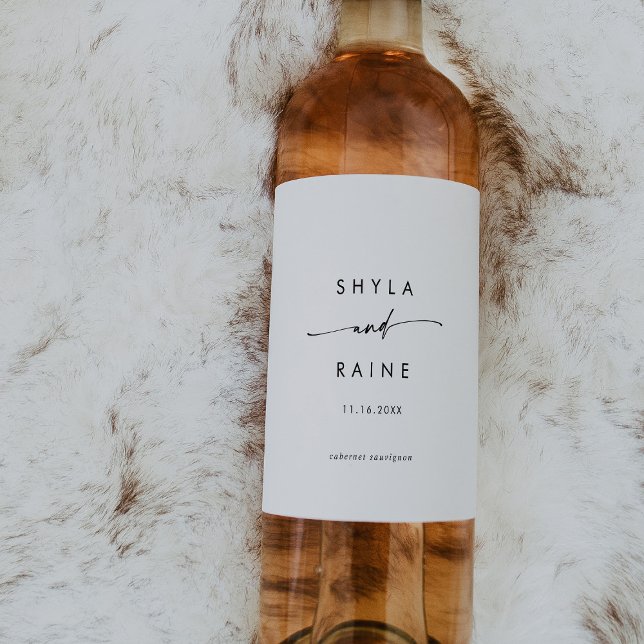 Boho Chic Mariage noir et blanc Étiquettes de vin (Créateur téléchargé)