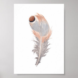 Boho chic oiseau plumes aquarelle impression