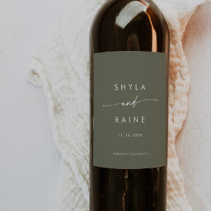 Boho Chic Olive Vert Mariage Vins Étiquettes