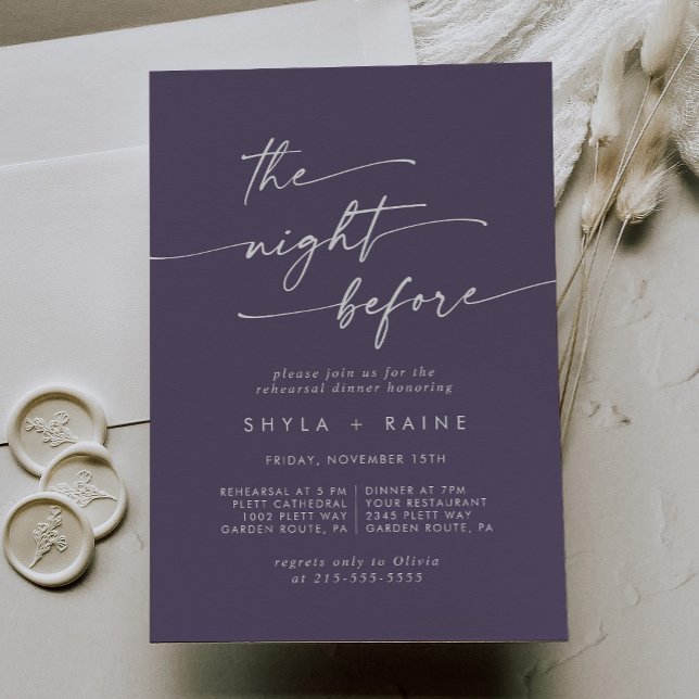 Boho Chic Plum Purple Dîner Invitations (Créateur téléchargé)