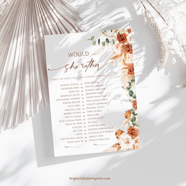 Boho Chic "Préfèrerait-Elle Plutôt" Jeu de Baby Sh (Créateur téléchargé)