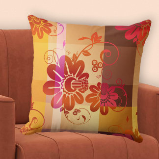 Boho Chic Retro Chic Chaud Plaid Motif Coussin