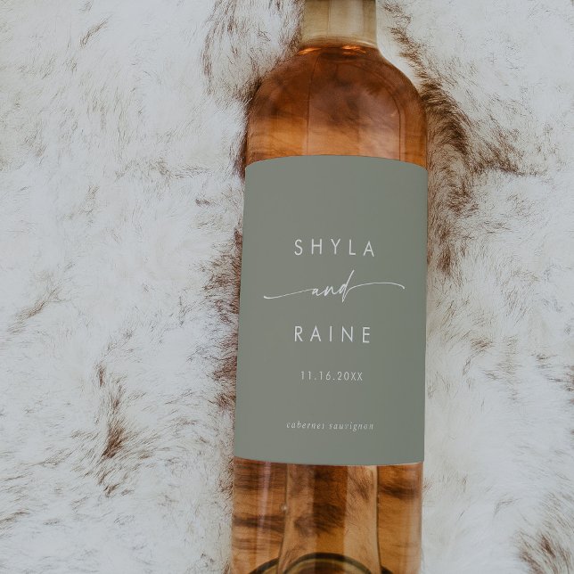 Boho Chic Sage Vert Mariage Vins Étiquettes (Créateur téléchargé)