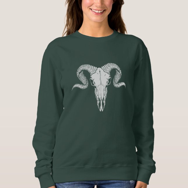 Boho Chic Sweatshirt vert avec crâne de Buffalo (Devant)