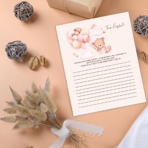 Boho Chic Watercolor Girl Teddy Bear avec ballons