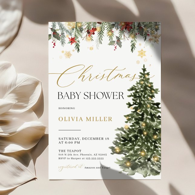 Boho Christmas Tree Lights Baby shower Invitation (Créateur téléchargé)