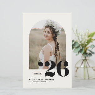 Boho Classe 2025 Photo d'arch Graduation Invitatio