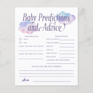 Boho Cloud Girl Baby Predictions & Conseils Card