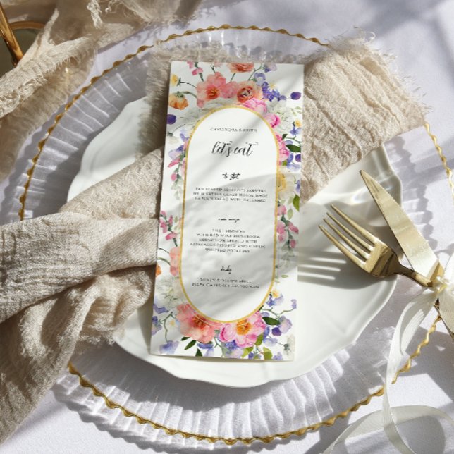 Boho Colorful Fleur sauvage menu Mariage (Créateur téléchargé)