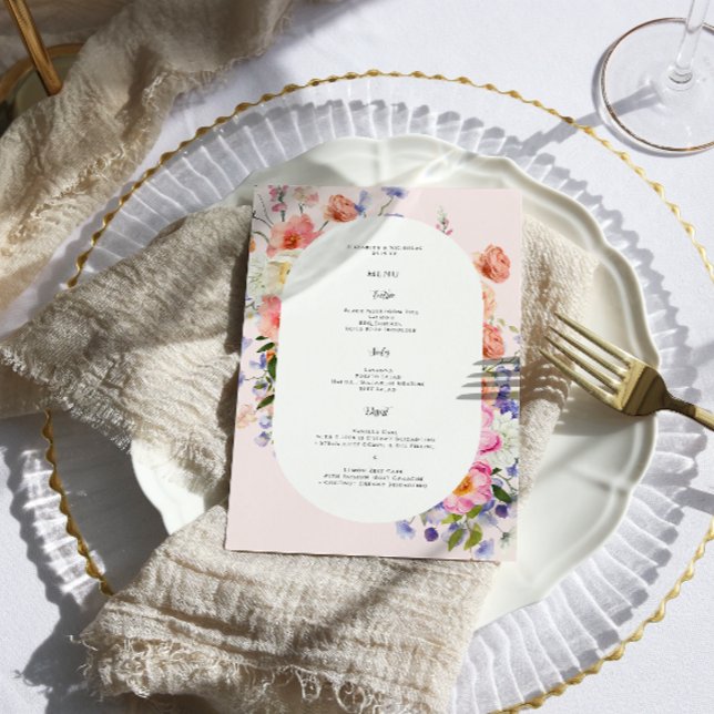 Boho Colorful Fleur sauvage menu Mariage (Créateur téléchargé)