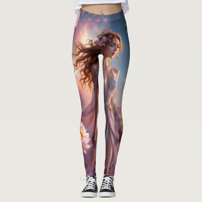  Boho Cosmic Bloom Pink Leggings Women No2Ethereal (Devant)