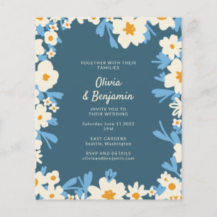 Boho couleur budget bleu et blanc Mariage floral