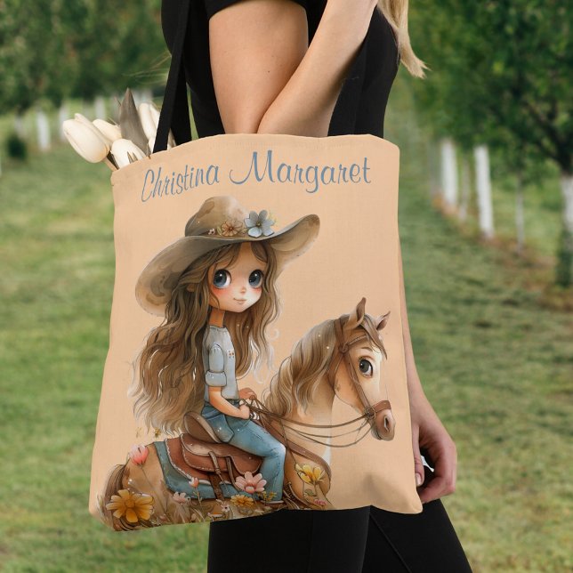 Boho Cowgirl Personnaliser Sac fourre-tout de chev (Créateur téléchargé)