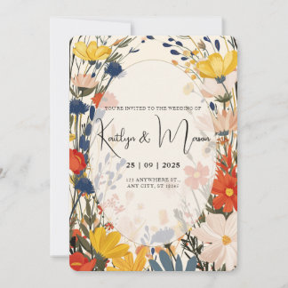 Boho Cream & Color Invitation Fleur Sauvage