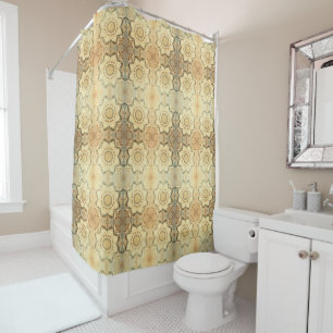 Boho Cream Swirl Coeurs Design Douche rideau
