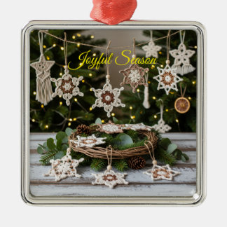 Boho Crochet Flocon de neige métal ornement de Noë