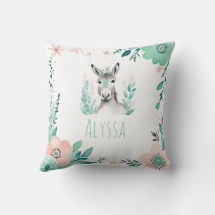Boho Cute Donkey Coussin Pastel Green