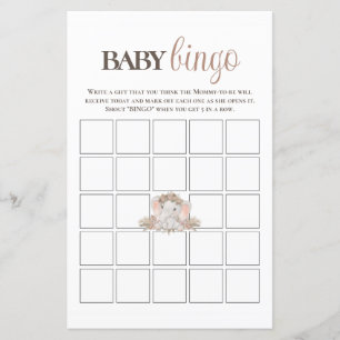 Boho Cute Elephant Baby Bingo Baby shower Jeu