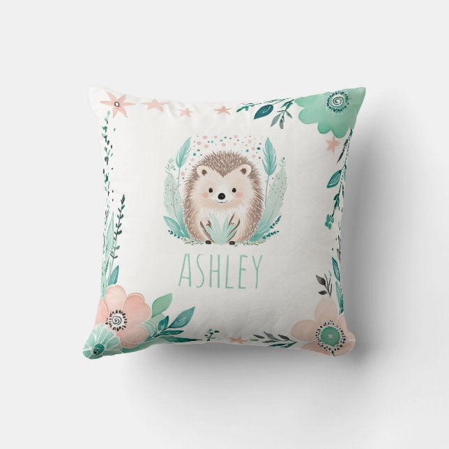 Boho Cute Hérisson Coussin Pastel Green (Verso)