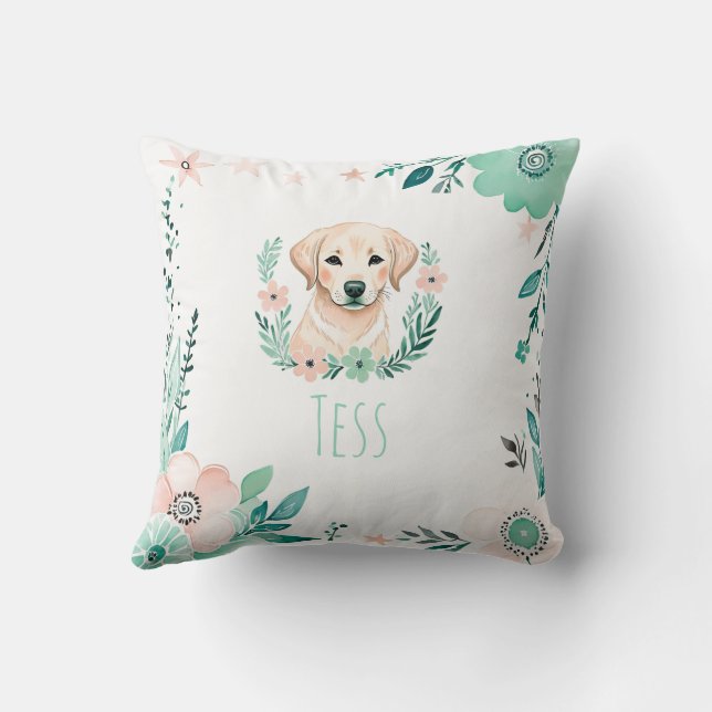 Boho Cute Labrador Coussin Pastel Green (Verso)