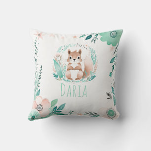 Boho Cute Squirrel Coussin Pastel Green