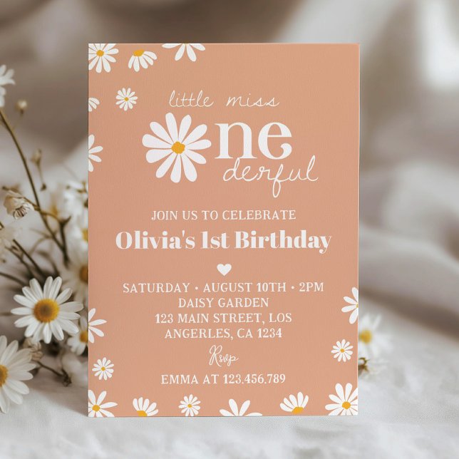 Boho Daisy 1er Anniversaire Invitation (Créateur téléchargé)