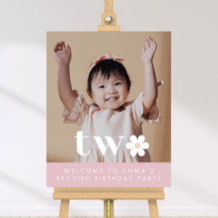Boho Daisy Deuxième anniversaire Affiche de bienve