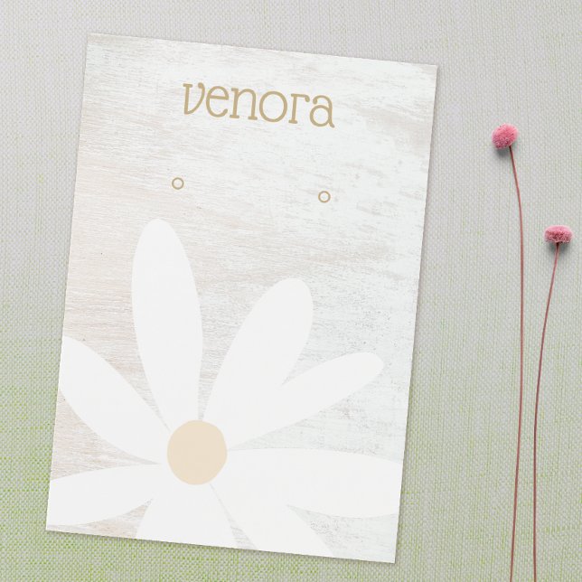 Boho Daisy Floral Blanc Bois de l'oreille Carte d' (Créateur téléchargé)