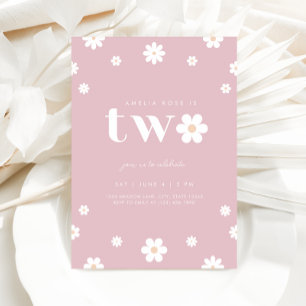 Boho Daisy Invitation du deuxième anniversaire