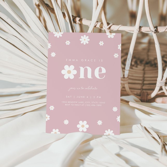 Boho Daisy Invitation pour le premier anniversaire (Créateur téléchargé)