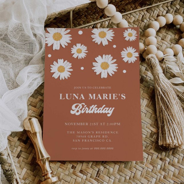 Boho Daisy Invitations d'anniversaire (Créateur téléchargé)