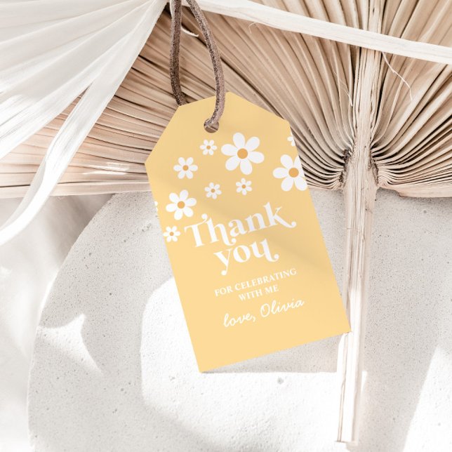 boho daisy jaune merci pour les étiquettes cadeaux (Créateur téléchargé)