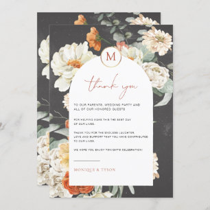 Boho Dark Floral Carte de remerciements de table