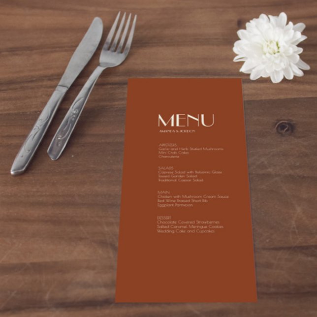 Boho Deco d'automne | Menu Mariage rouille (Créateur téléchargé)