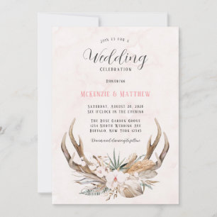 Boho Deer Antlers et Florals Faire-part de mariage