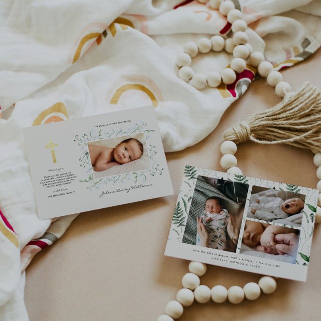 Boho Delicate Floral | Merci du baptême (Créateur téléchargé)