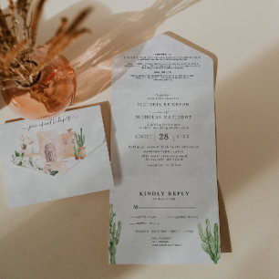 Boho Desert Cactus   Invitation de mariage tout en
