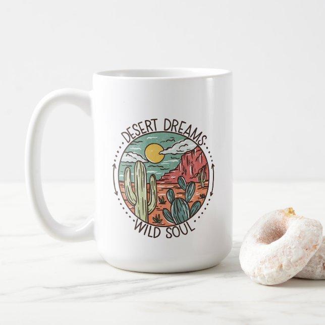 Boho "Desert Dreams" "Wild Soul" Mug de café 15oz (Avec donut)
