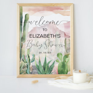 Boho Desert Nature Cactus Baby shower Affiche de b