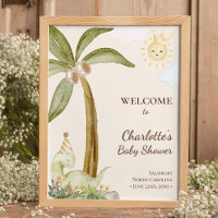 Boho Dinosaur Baby shower beige Accueil Poster