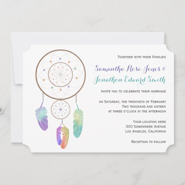 Boho Dreamcatcher Faire-part de mariage (Devant)