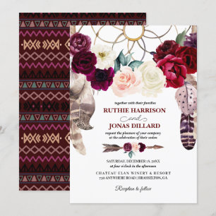 Boho Dreamcatcher Faire-part de mariage Bourgogne