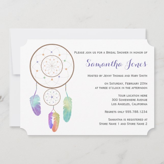 Boho Dreamcatcher Invitation à la douche nuptiale (Devant)