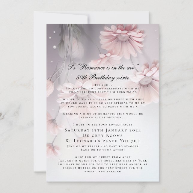 Boho Dreamy Rose Daisy Invitation Anniversaire (Devant)