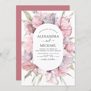 Boho Dusty rose violet Faire-part de mariage