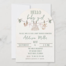 Boho Earth Rose Girl Baby shower Invitation