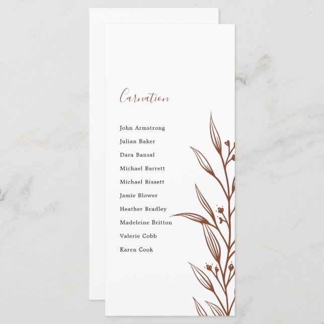 Boho Earthy Botanical Elégant Plan de table d'ivoi (Devant / Derrière)